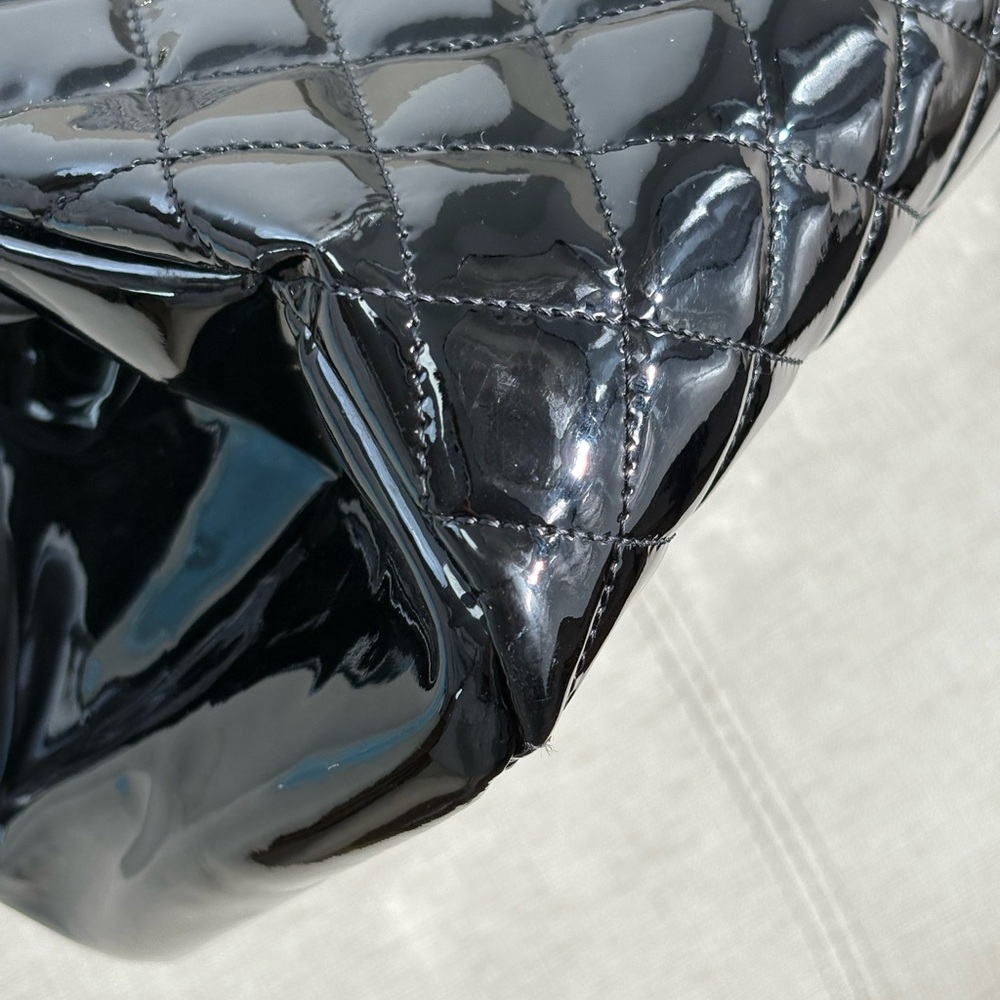 CHANEL Black Patent Leather Shoulder Tote SHW XL - Picture 9 of 16